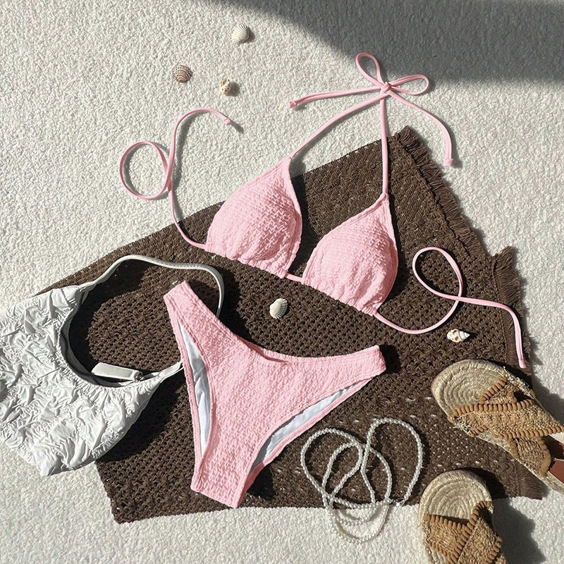 Damen Triangel-Bikini mit strukturiertem Oberteil und verstellbaren Trägern EB
