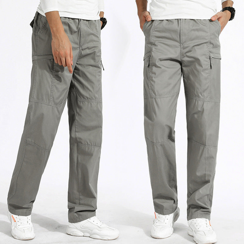 Damen lockere Cargo-Hose mit elastischem Bund, Mehrfachtaschen und Knieabnähern EB