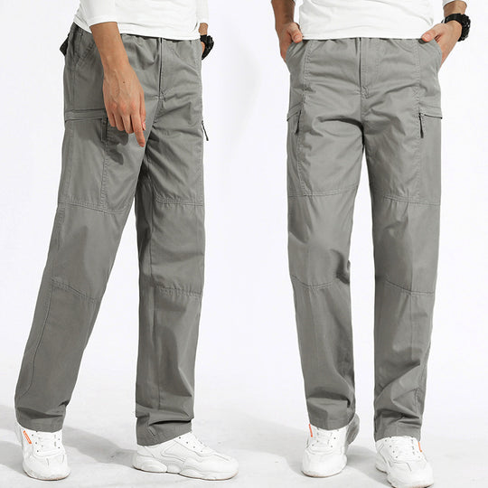 Damen lockere Cargo-Hose mit elastischem Bund, Mehrfachtaschen und Knieabnähern EB