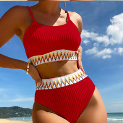 Damen Hochtailliertes Bikiniset mit raffinierten Zierdetails EB