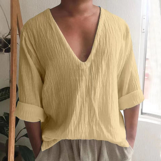 Herren lässiges V-Ausschnitt T-Shirt EB