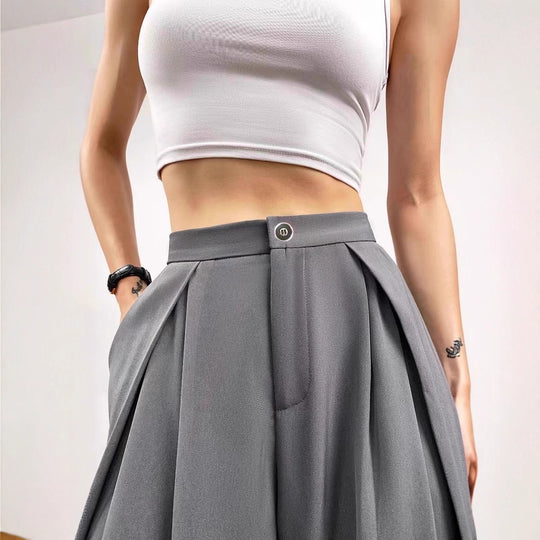 Damen weite Palazzo-Hose mit eleganter Bundfaltenverarbeitung EB