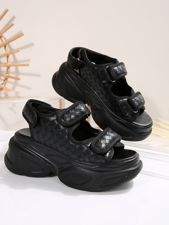 Damen Glamouröse Plateau-Sandalen mit verstellbaren Riemen und funkelnden Applikationen EB