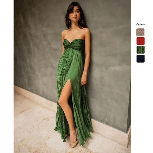 Damen Sommerliches Maxikleid mit Raffungen und schwingendem Rock EB