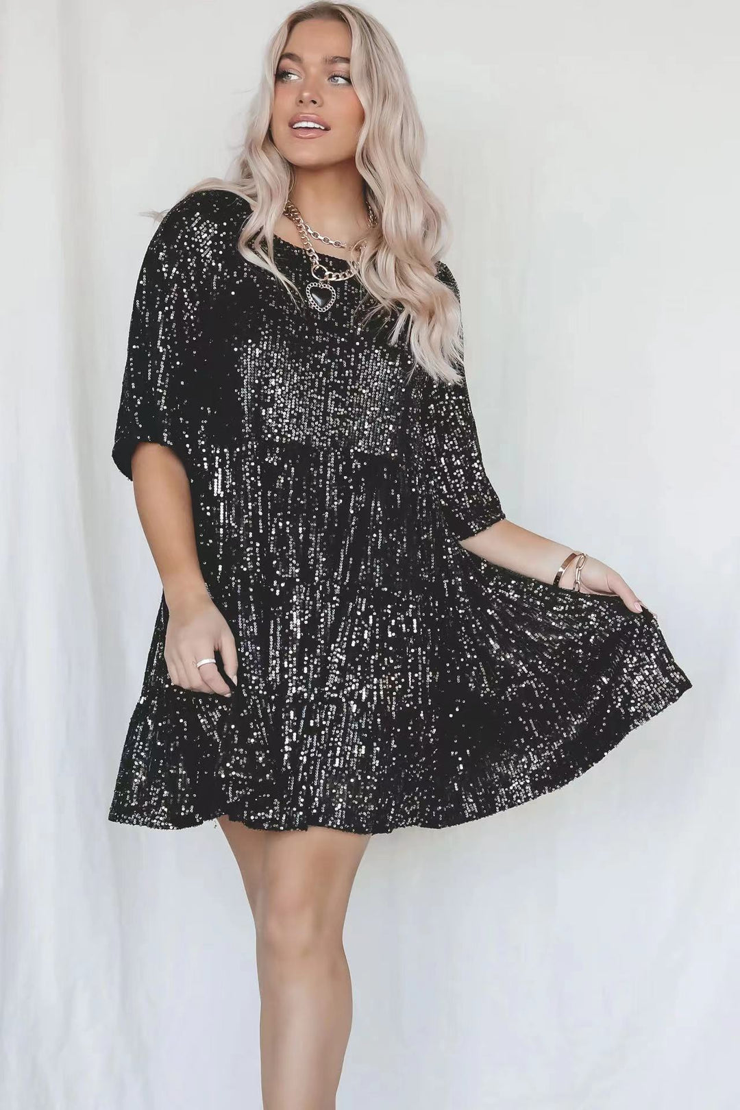 Damen Glitzerndes Kurzkleid EB