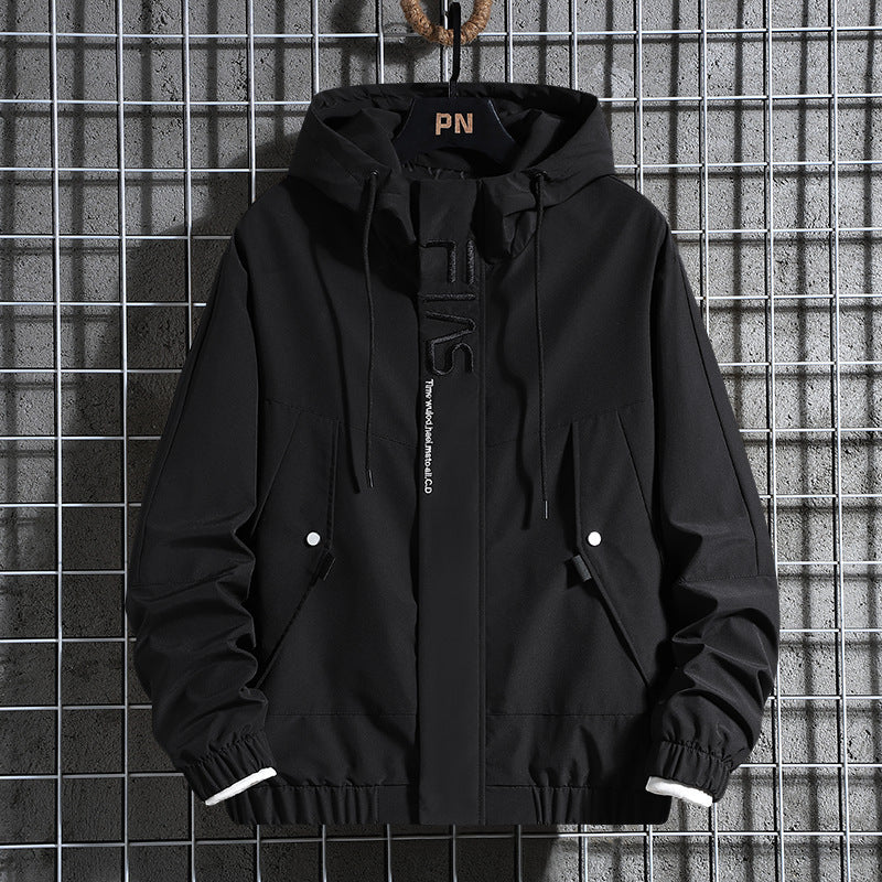 Herren Kapuzen-Utility-Fieldjacke mit verdeckter Zip-Front und verstellbarem Kordelzug EB