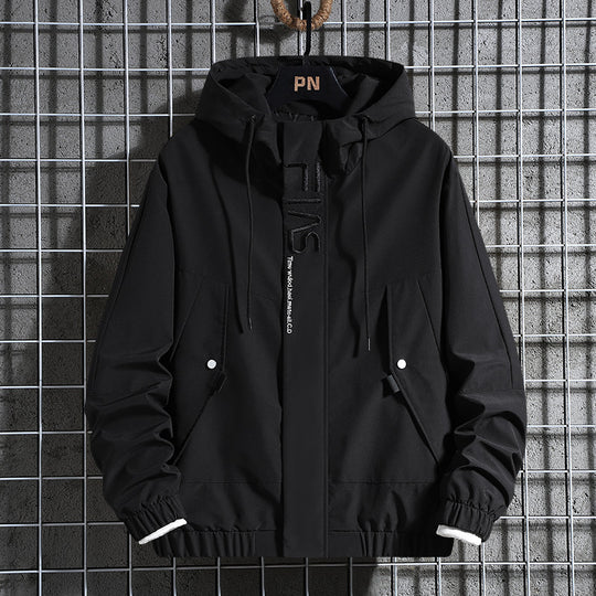 Herren Kapuzen-Utility-Fieldjacke mit verdeckter Zip-Front und verstellbarem Kordelzug EB
