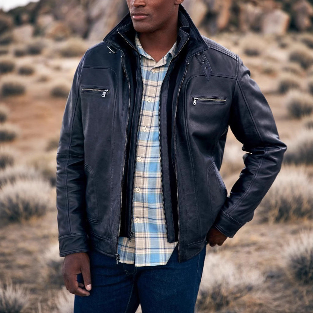 Herren lässige jacke mit modernem Stehkragen und vielseitigen Taschen EB