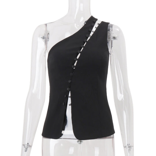 Damen Asymmetrisches Blusenshirt mit Knopfdetails EB