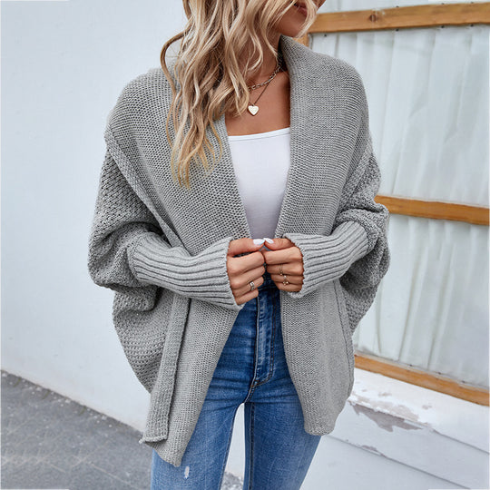 Damen Strickjacke mit offenem Schnitt und voluminösen Ärmeln EB