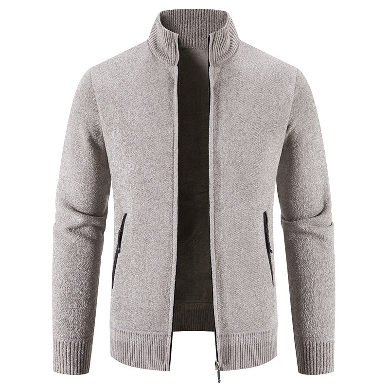 Herren elegante Strickjacke mit hohem Kragen und praktischen Reißverschlusstaschen EB