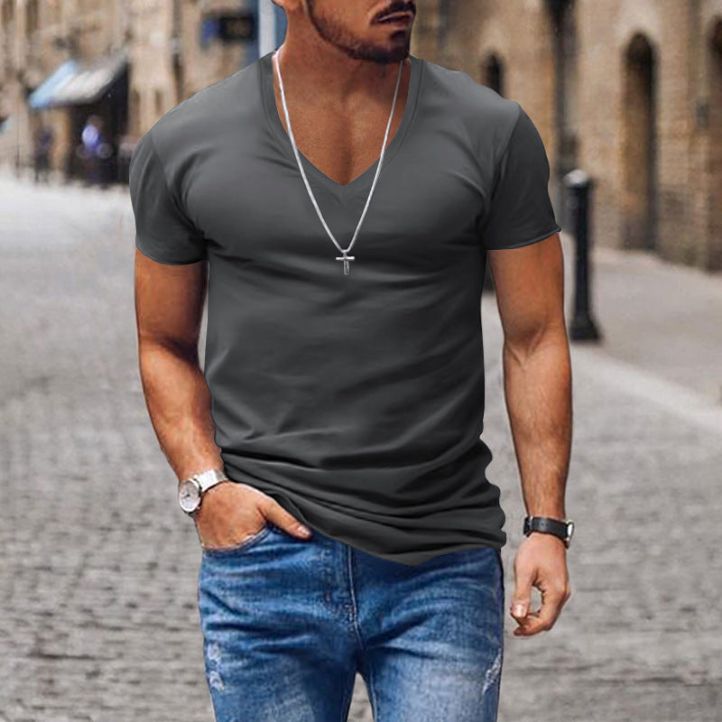 Herren lässiges V-Ausschnitt T-Shirt EB