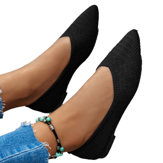 Damen Elegante Ballerinas mit atmungsaktivem Strickdesign EB