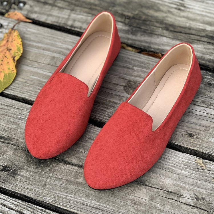 Damen spitz zulaufende Velours‑Loafer mit gepolsterter Innensohle EB