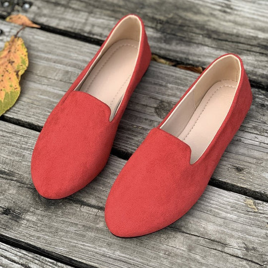 Damen spitz zulaufende Velours‑Loafer mit gepolsterter Innensohle EB