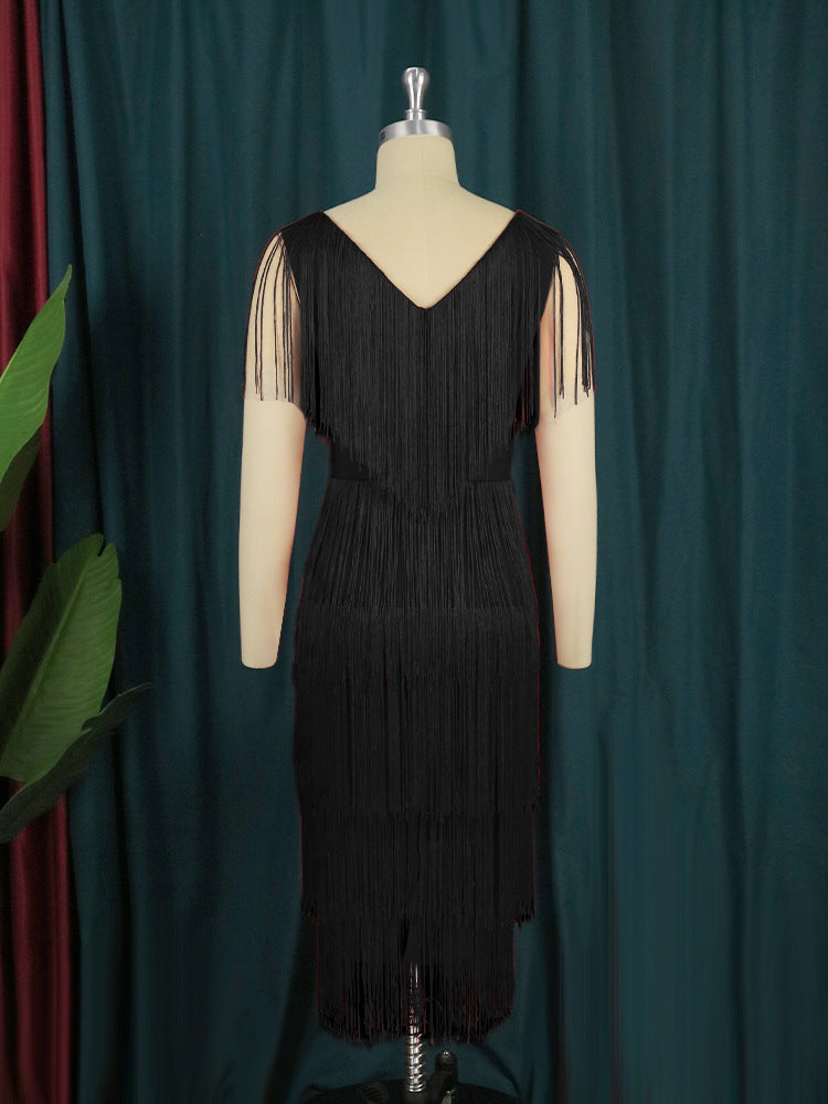 Damen Fransen Kleid EB