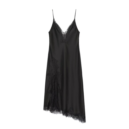 Damen Spitzen-Nachtkleid aus fließendem Stoff mit verspielten Rüschendetails EB