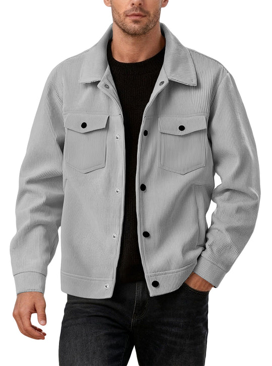 Herren nan Cordjacke im klassischen Arbeiterjacken-Schnitt mit Druckknöpfen und Brusttaschen EB