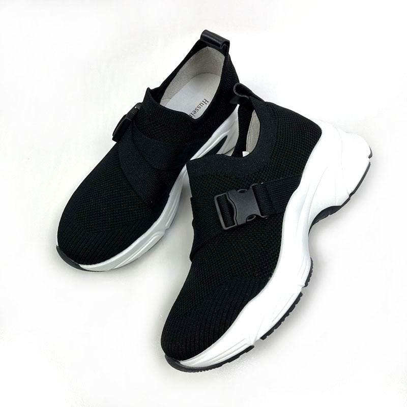 Damen Sportliche Slip-On Sneakers mit elastischem Halteband EB