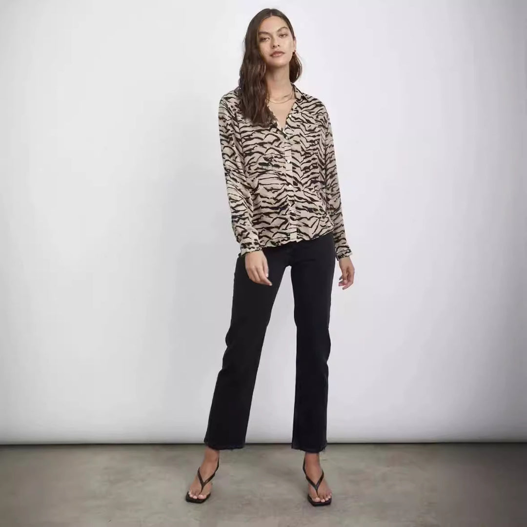 Damen Bluse mit auffälligem Tiermotiv und lockerer Passform EB