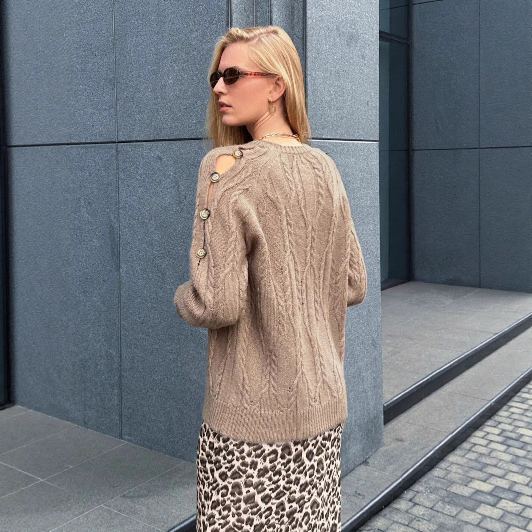 Damen Pullover mit Kabelstrickmuster und lässigem Schnitt EB