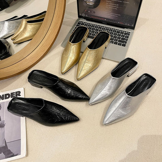 Damen Elegante und modische Mules mit niedrigem Absatz EB