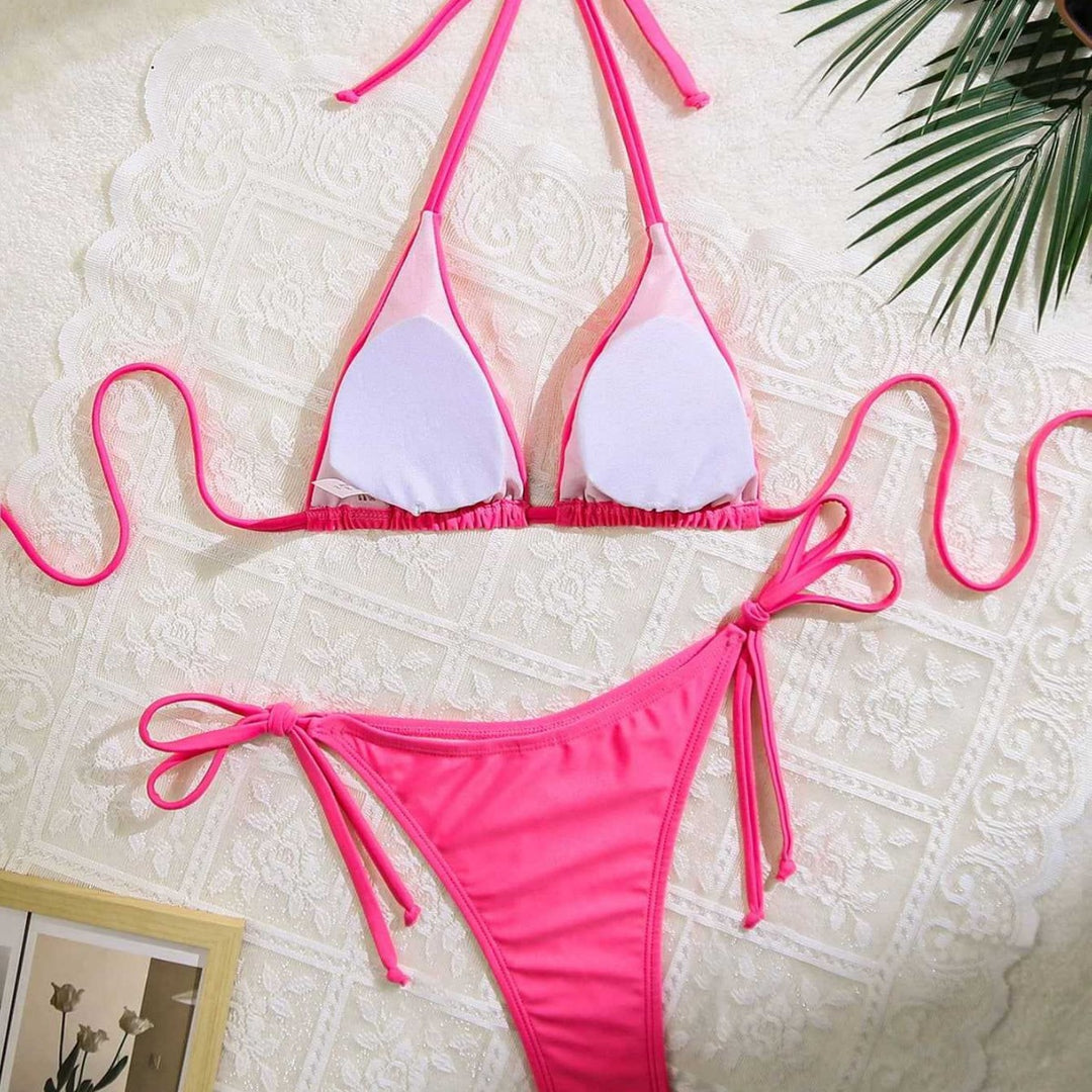 Damen Floral verziertes Triangel-Bikini EB