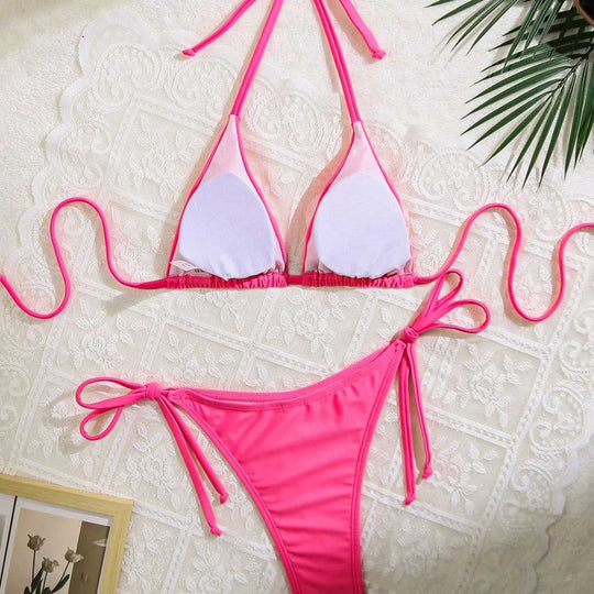 Damen Floral verziertes Triangel-Bikini EB