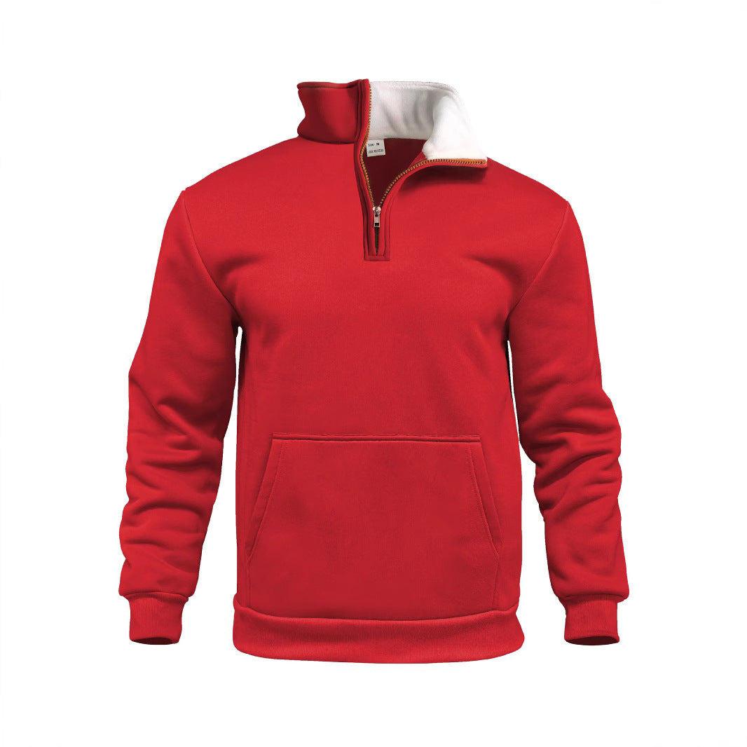 Herren sportlicher Kapuzenpullover mit halbem Reißverschluss und praktischer Kängurutasche EB
