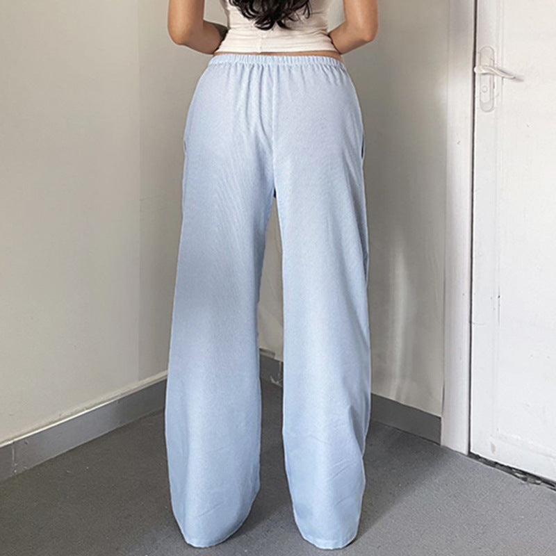 Damen entspannte Baumwoll-Hose mit leichtem Streifenmuster EB