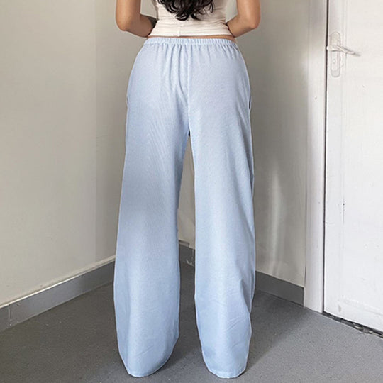 Damen entspannte Baumwoll-Hose mit leichtem Streifenmuster EB