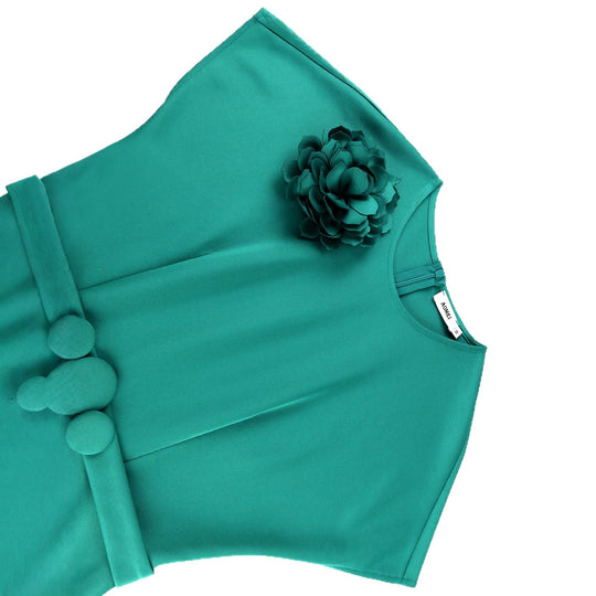 Damen A-Linien Kleid mit dekorativer Blütenapplikation EB