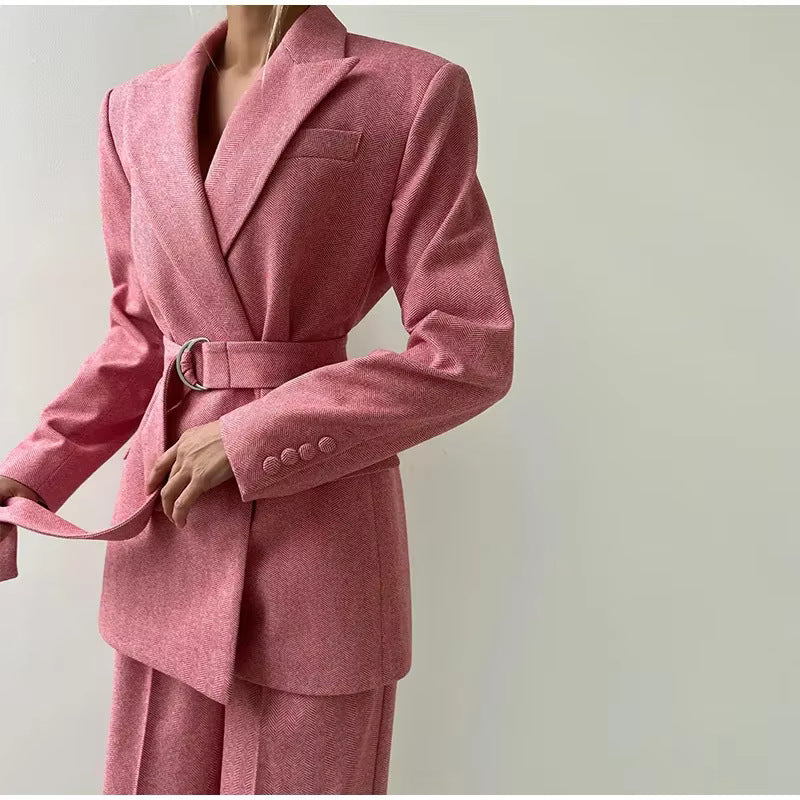 Damen Blazer mit Taillengürtel und schickem Revers EB