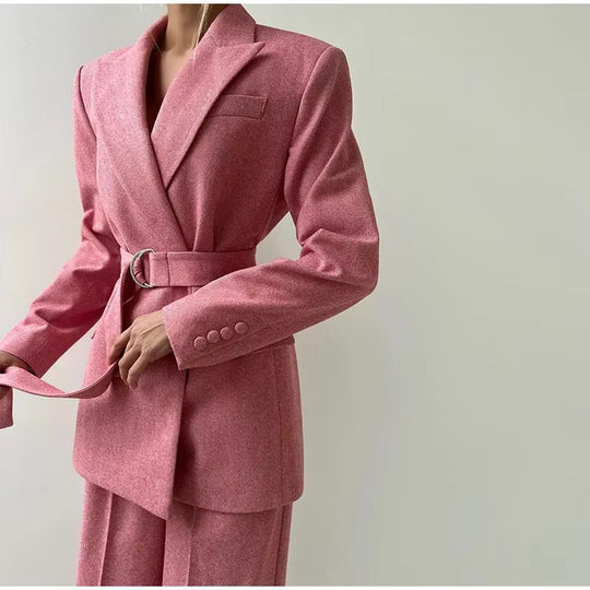Damen Blazer mit Taillengürtel und schickem Revers EB