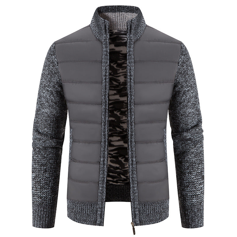 Herren nan Hybrid-Strick-Steppjacke mit wattierter Front, ergonomischen Strickärmeln und hohem Stehkragen EB