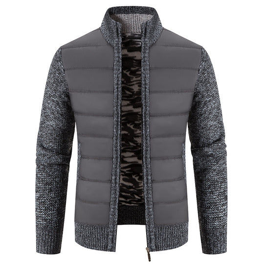 Herren nan Hybrid-Strick-Steppjacke mit wattierter Front, ergonomischen Strickärmeln und hohem Stehkragen EB
