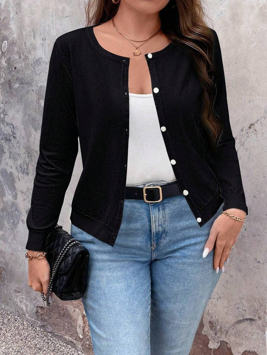 Damen Feine Strickjacke mit Knopfverschluss und eleganter Passform EB