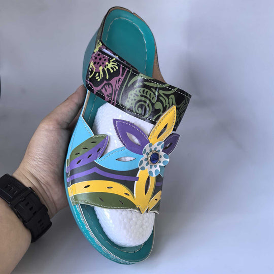 Damen Komfortable und stilvolle Blumensandalen EB