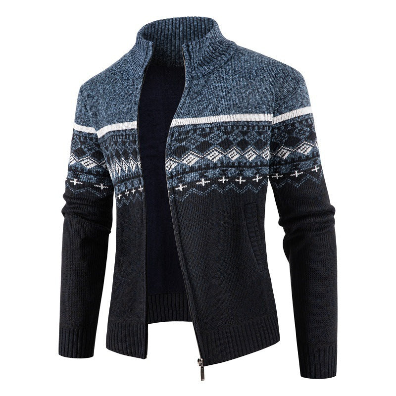 Herren modische Strickjacke mit hohem Kragen EB