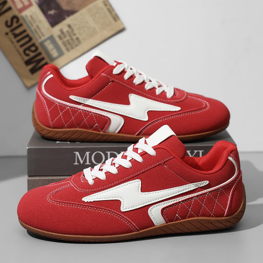 Damen leichte Retro-Skate-Sneaker mit gesteppter Seitenwand, gepolstertem Knöchelkragen und rutschfester Gummilaufsohle EB
