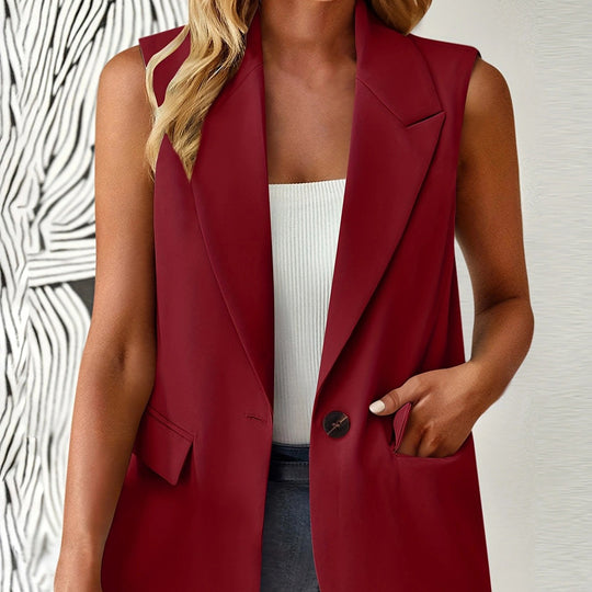 Damen stylische ärmellose Blazerweste EB