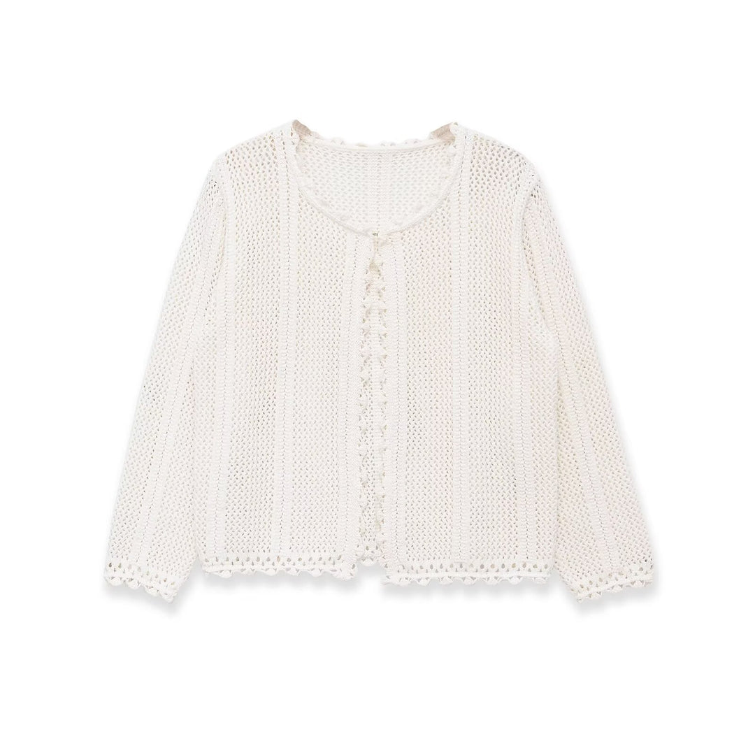 Damen luftige Strickjacke mit feinen Details und romantischem Design EB