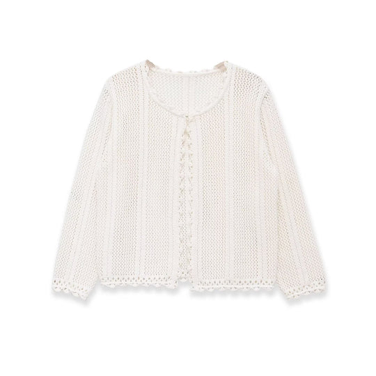 Damen luftige Strickjacke mit feinen Details und romantischem Design EB