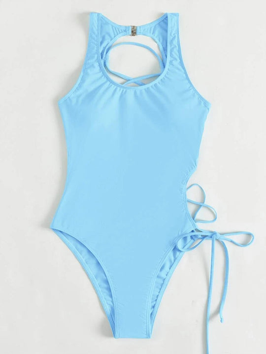 Damen Einteiler Badeanzug mit Rücken-Cut-Out und regulierbaren Seitenbändern EB