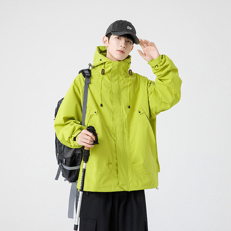 Herren Windbreaker-Jacke mit verstellbarem Kapuzenkragen und praktischen Taschen EB