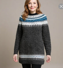 Damen nan kuscheliger Norweger-Strickpullover mit Stehkragen und Oversize-Passform EB