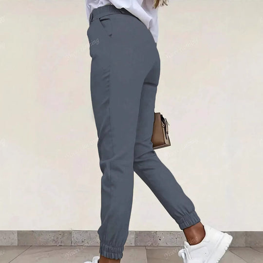 Damen Enganliegende Chino-Jogger mit hohem Bund und elastischen Bündchen EB