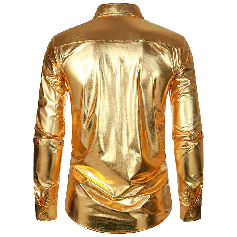 Herren Glamouröses Metallic-Oberhemd EB