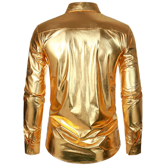 Herren Glamouröses Metallic-Oberhemd EB