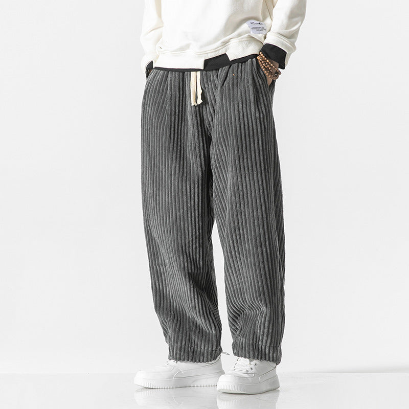 Herren nan weite Breitcord-Hose mit elastischem Bund, Kordelzug und tiefen Eingrifftaschen EB